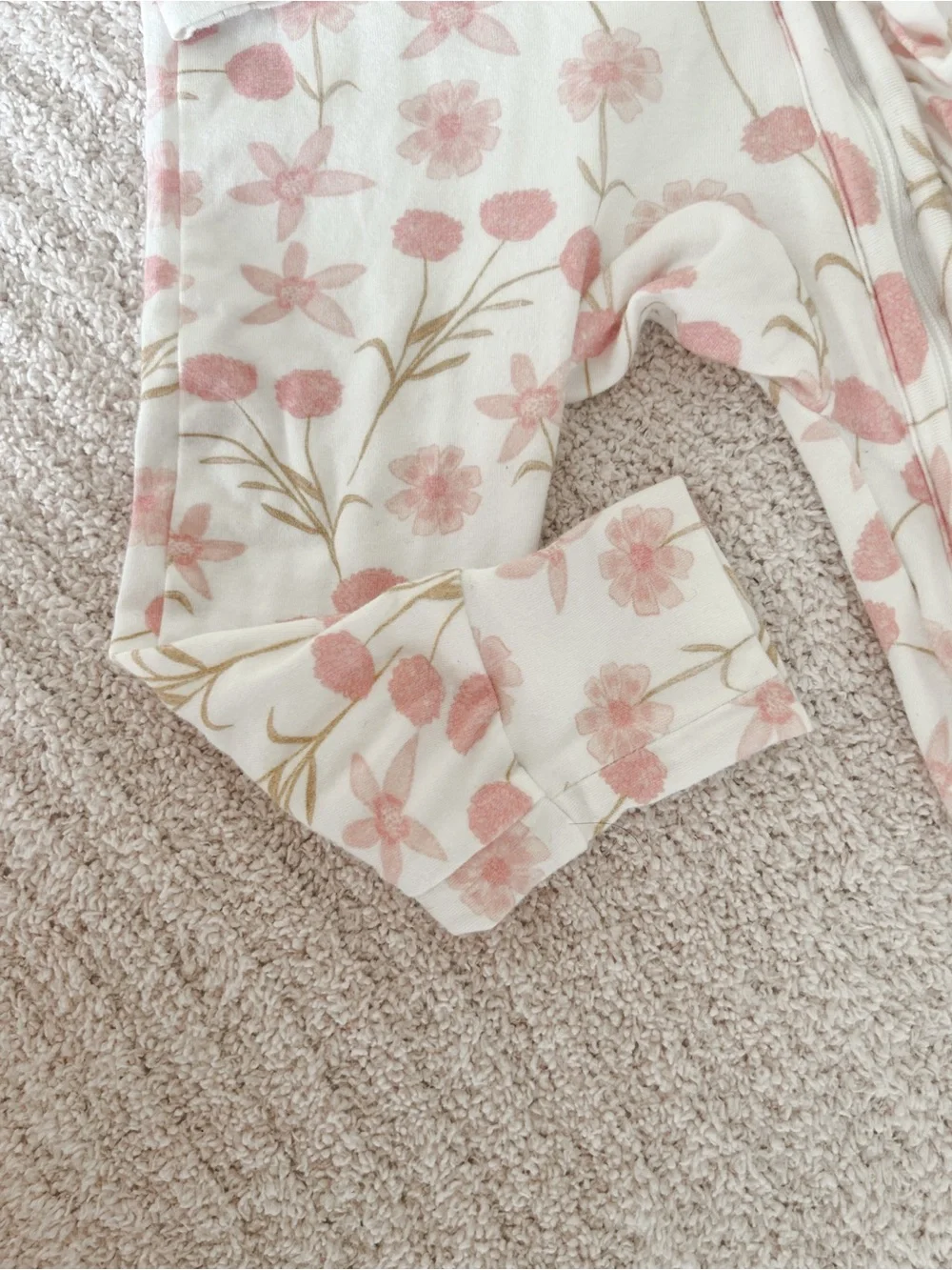 Little and Fern cream and pink floral romper 6-12 months